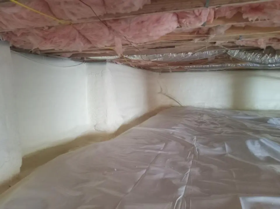 Crawl space encapsulation with closed-cell spray foam for Metal Roof Coating in Windham